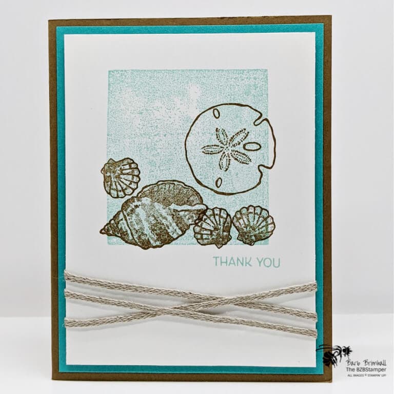 brown and blue handmade seashell card