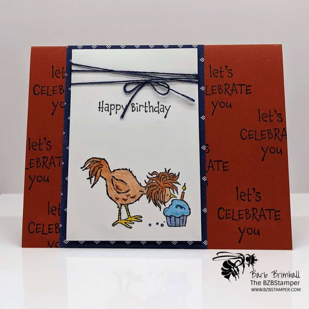 Birthday Card with chicken and cupcake
