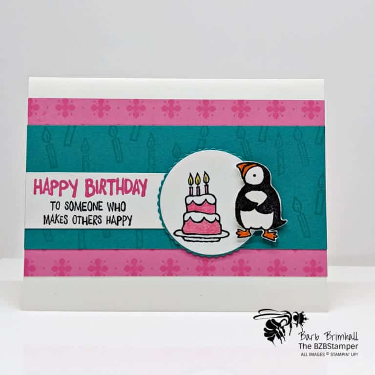Pink Puffin handmade card