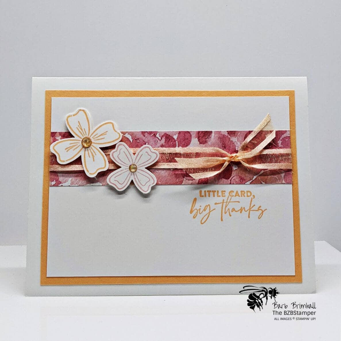 Coral Thank You Card with Flowers