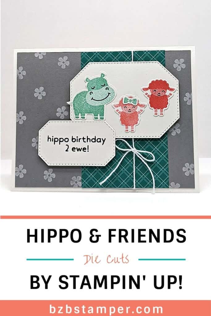 Hippos and Ewes handmade birthday card