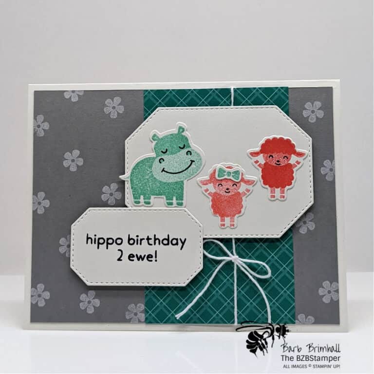 Hippos and Ewes handmade birthday card