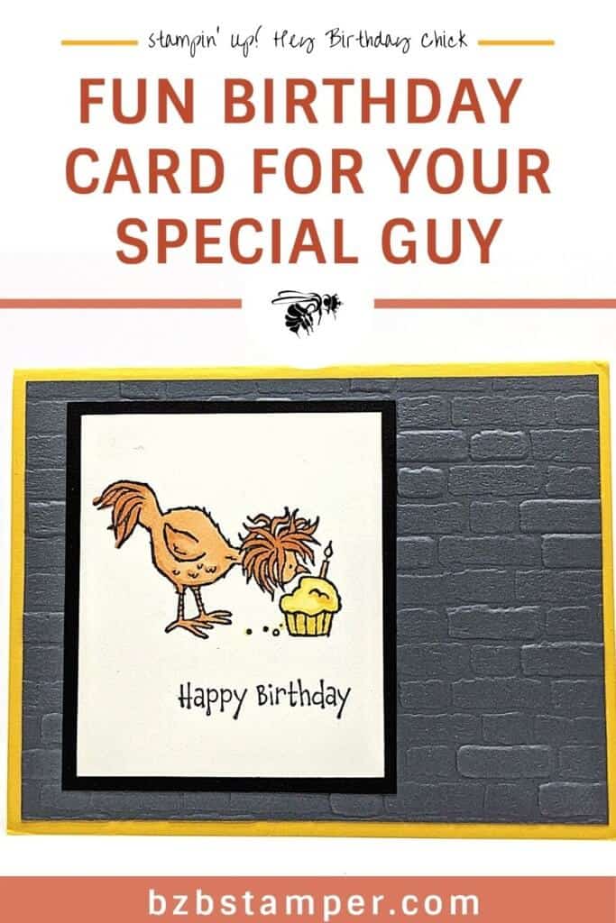 handmade birthday card with a brick background