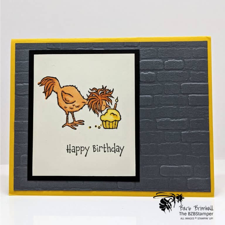 handmade birthday card with a brick background