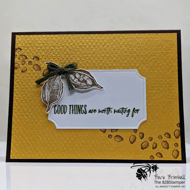 handmade card in mustard and brown