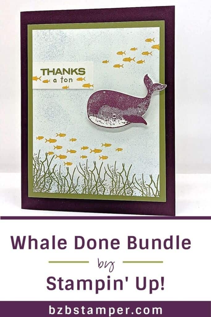 Handmade thank you card with a whale