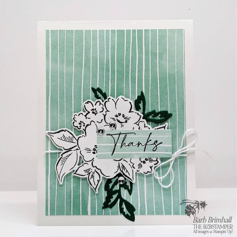 Handmade Thank you card in green
