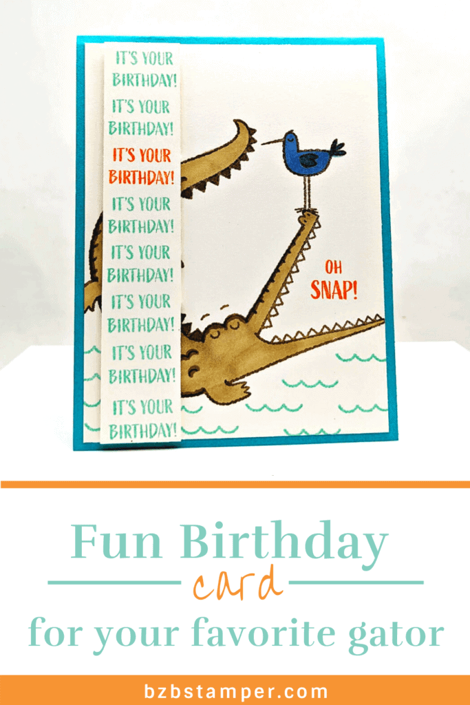 Crocodile Card in Blue using the Oh Snap stamp set from Stampin' Up!