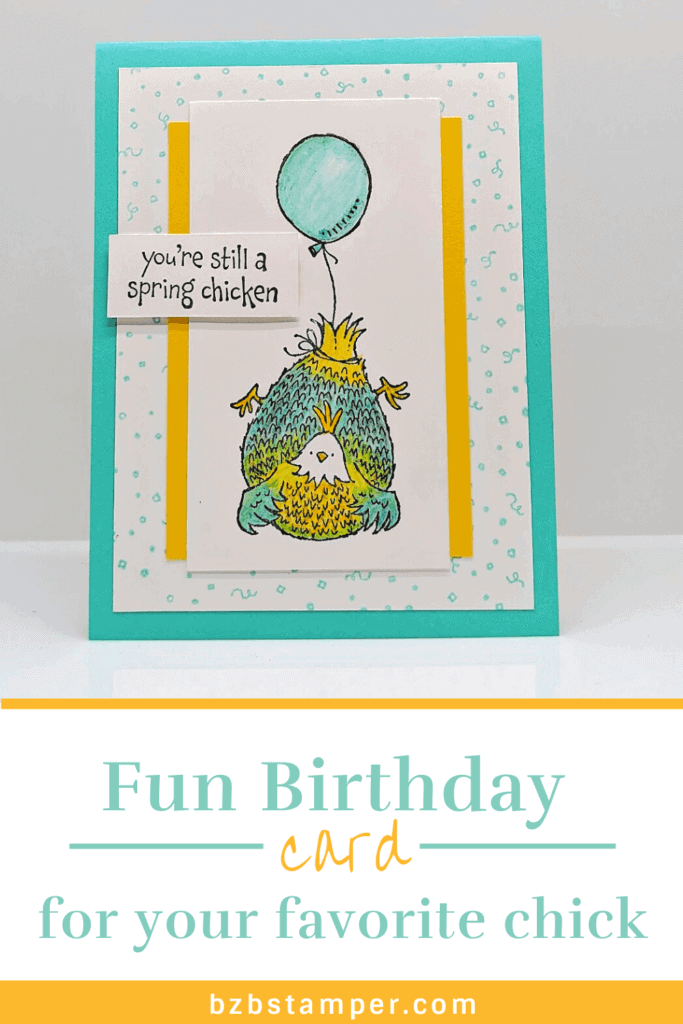 Fun Birthday Card featuring a chicken in blue and yellow