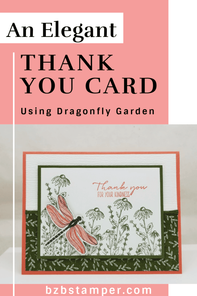 Simply Dragonfly Thank You Card in pink and Green