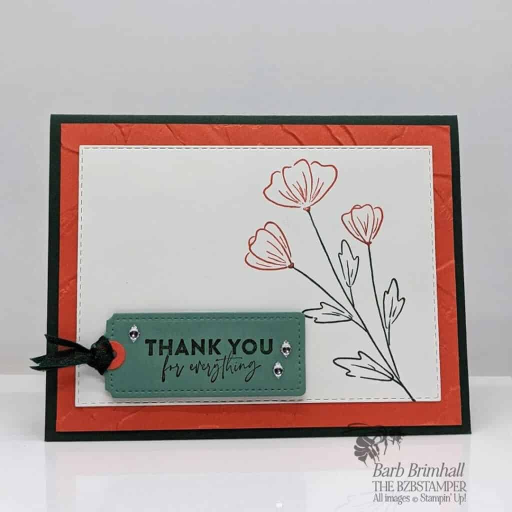Orange and Green thank you card featuring the Flower of Friendship Stamp Set by Stampin' Up!