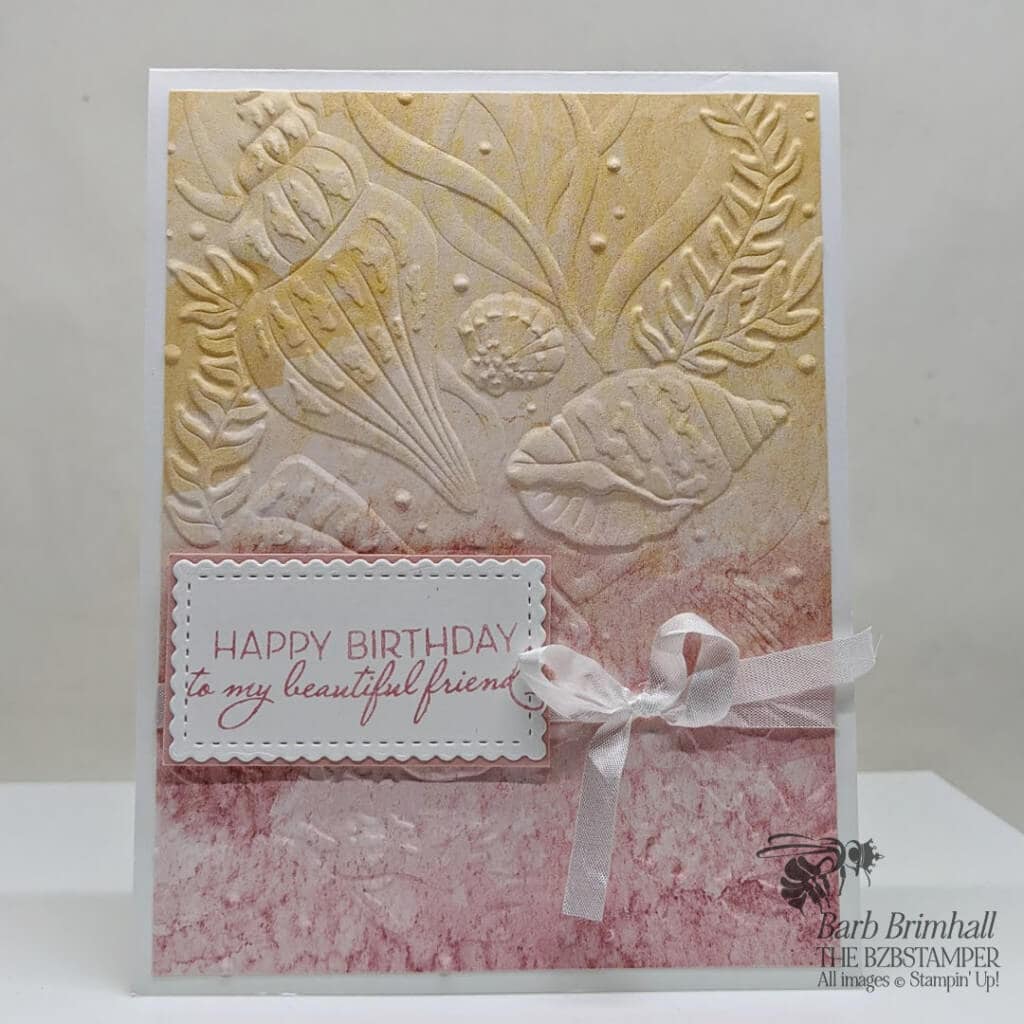 Seashell card in yellow & pink using the Stampin' Up! Friends are like Seashells Stamp Set