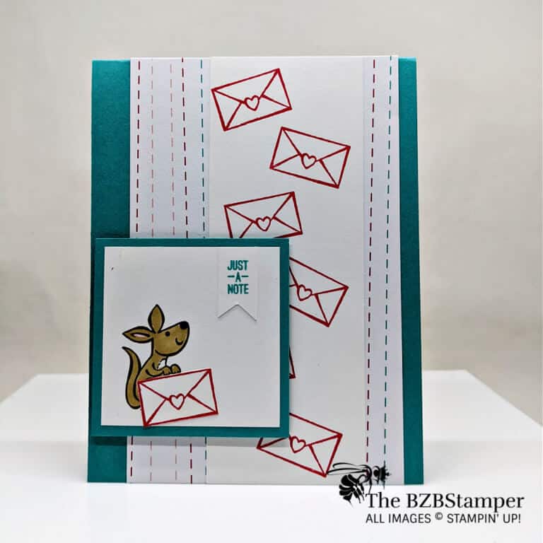 Kangaroo note card in blue and red