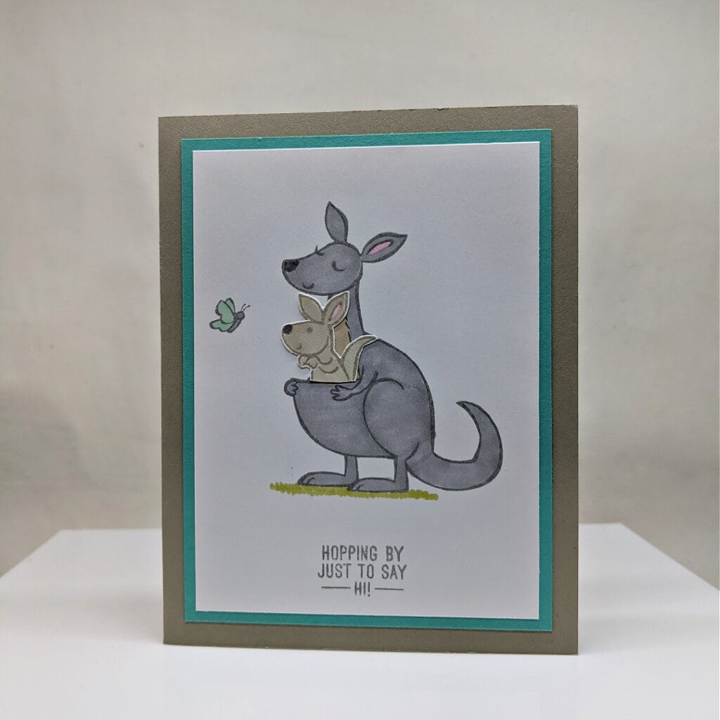 Kangaroo card in browns and blues