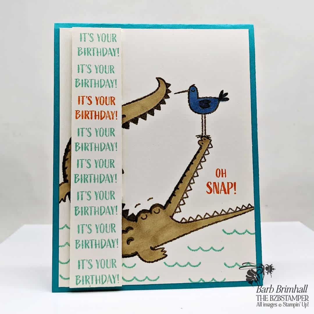 Crocodile Card in Blue using the Oh Snap stamp set from Stampin' Up!