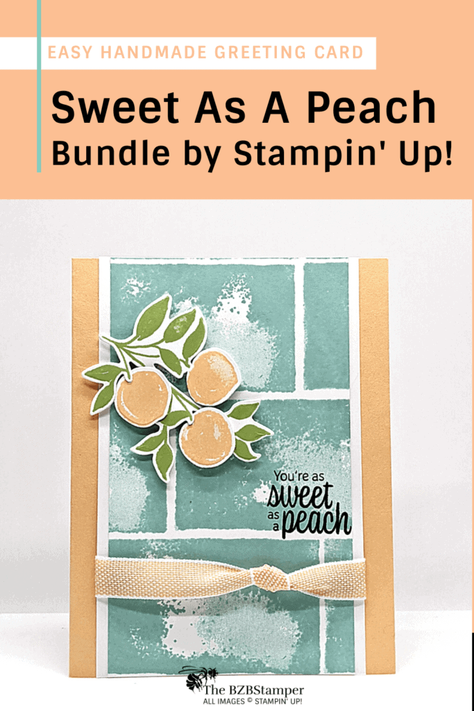 A Sweet and Simple Peach Greeting Card in blue and papaya