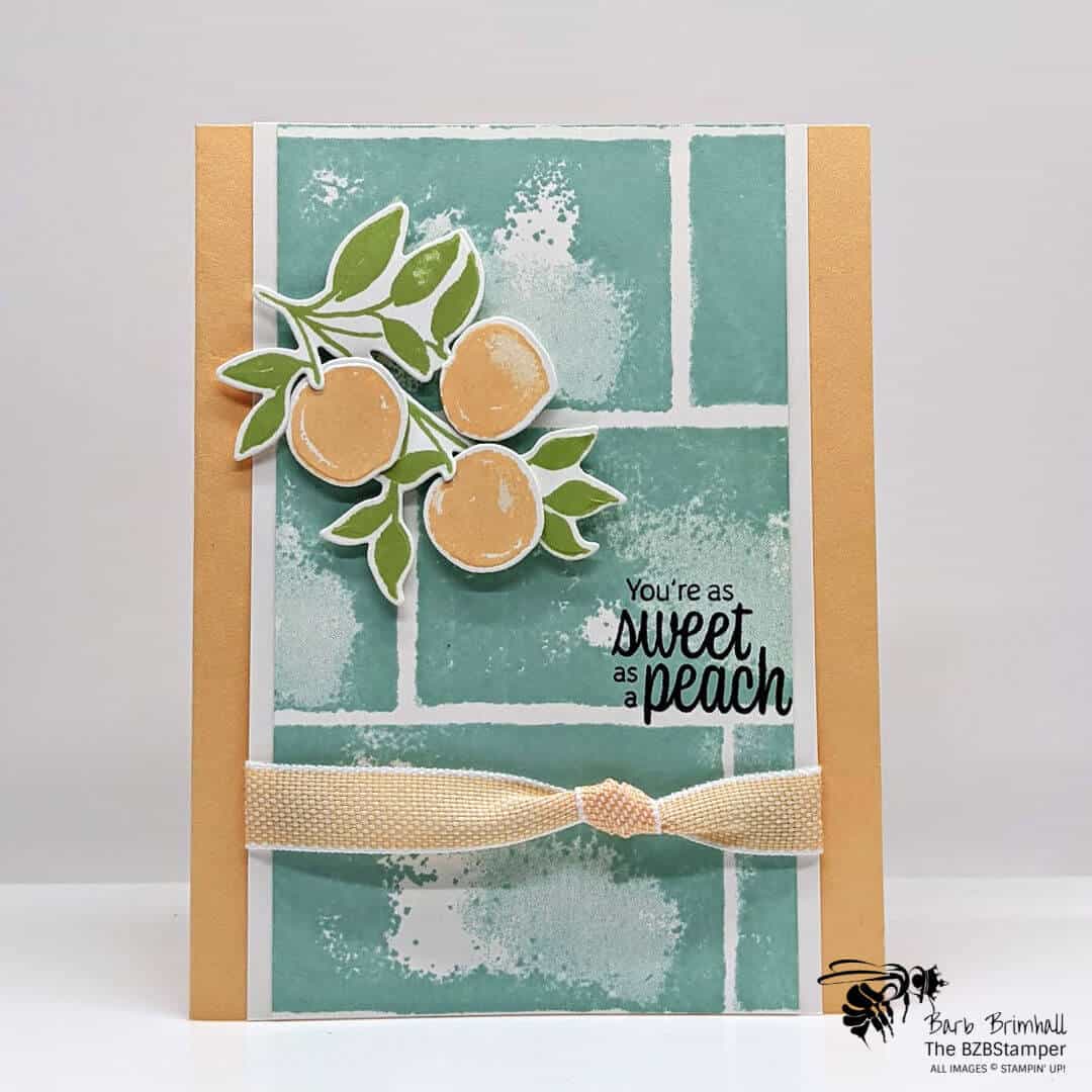 A Sweet and Simple Peach Greeting Card in blue and papaya