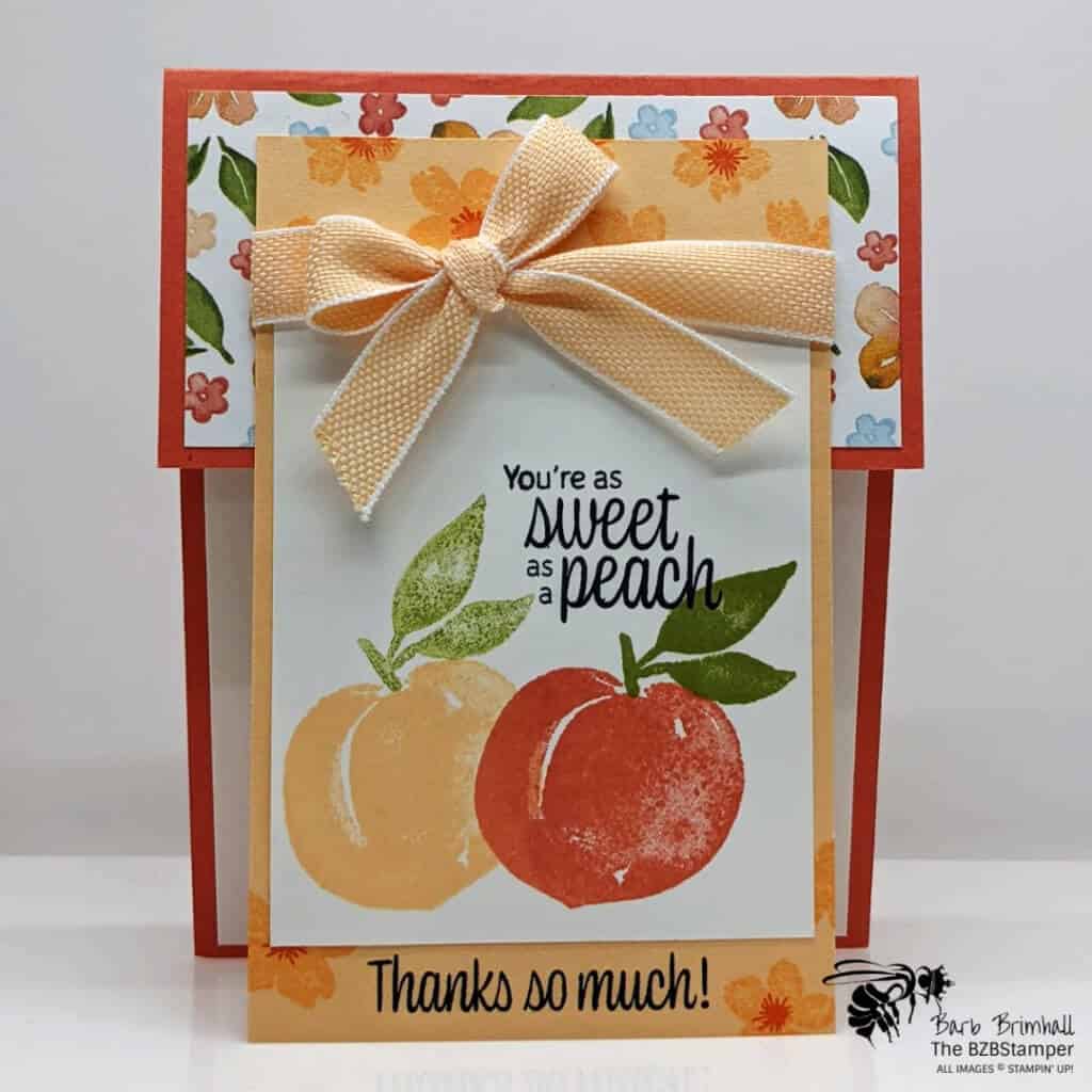 Sweet as a Peach Thank You Card in oranges