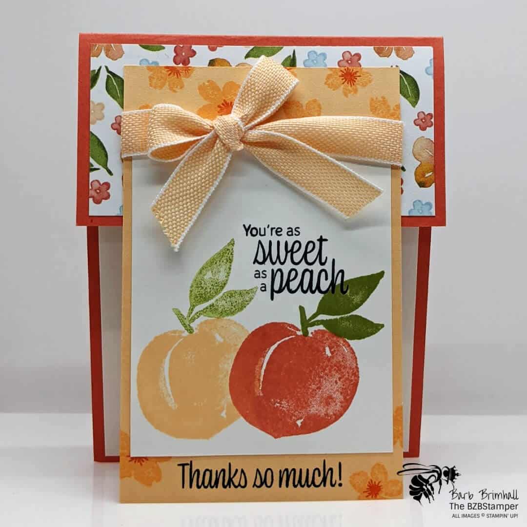Sweet as a Peach Thank You Card in oranges
