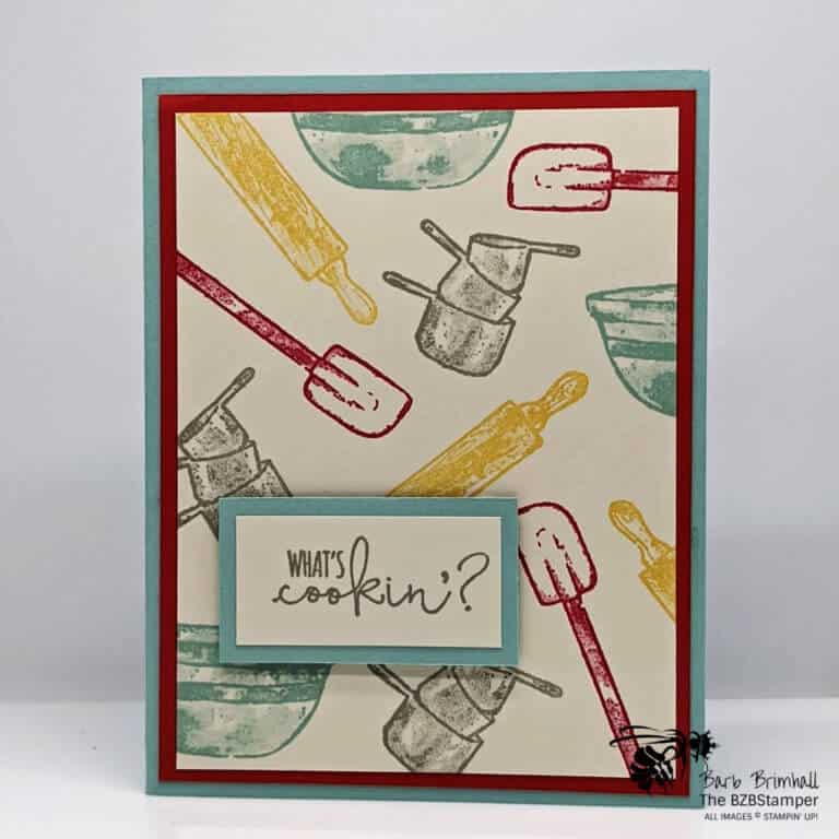 A Quick Handmade Card for Bakers in green & burgundy