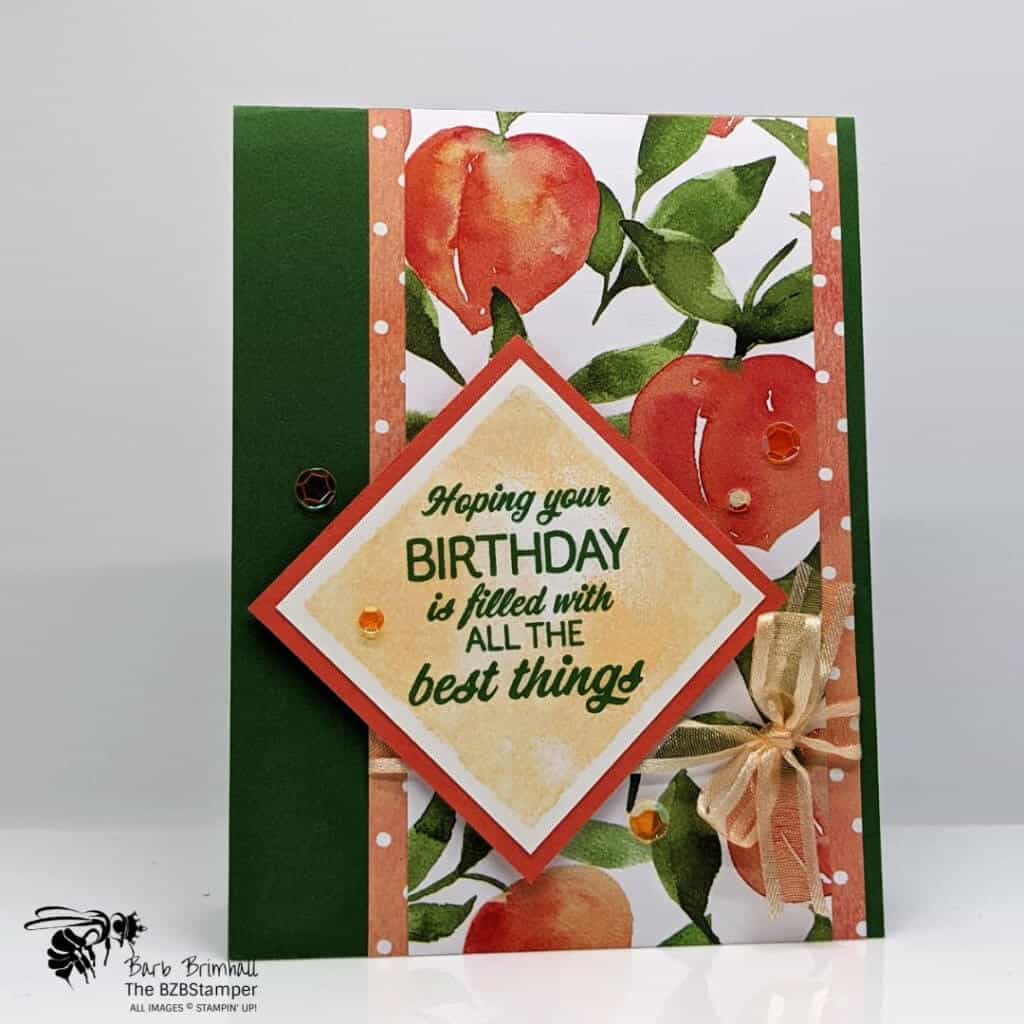 Card made with the Watercolor Shapes Stamp Set by Stampin' Up! in green and peaches