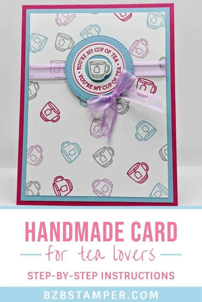 Handmade Card for Tea Lovers in Pink & Blue