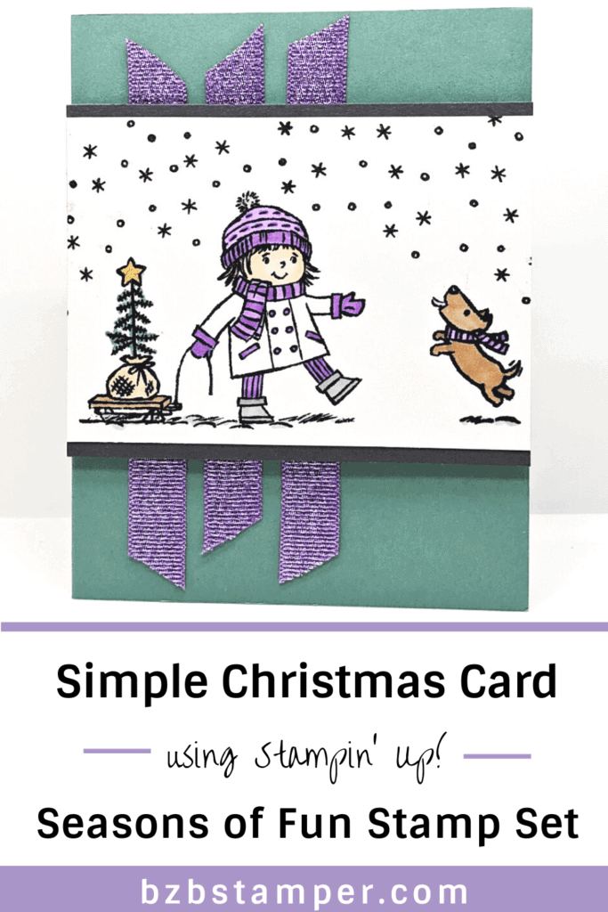 Girl and dog simple Christmas Card using Seasons of Fun Stamp Set by Stampin' Up!