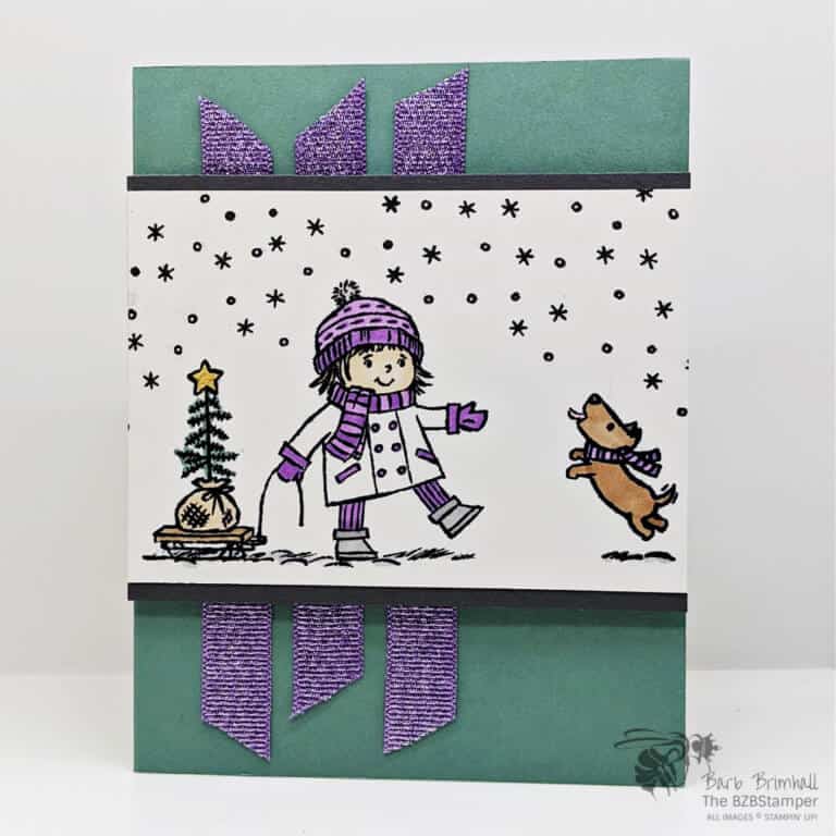 Girl and dog simple Christmas Card using Seasons of Fun Stamp Set by Stampin' Up!