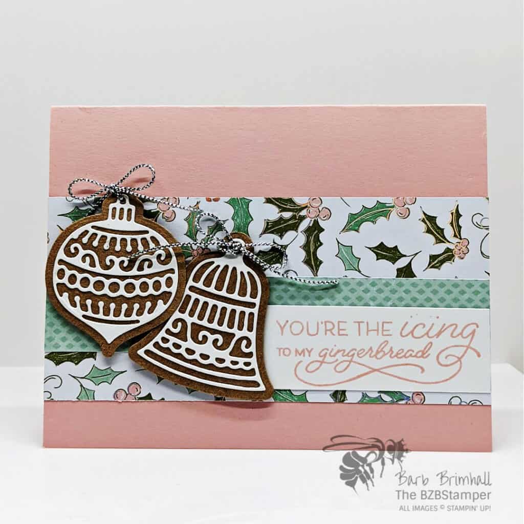 Bell and Ornament card using the Frosted Gingerbread Bundle by Stampin' Up!