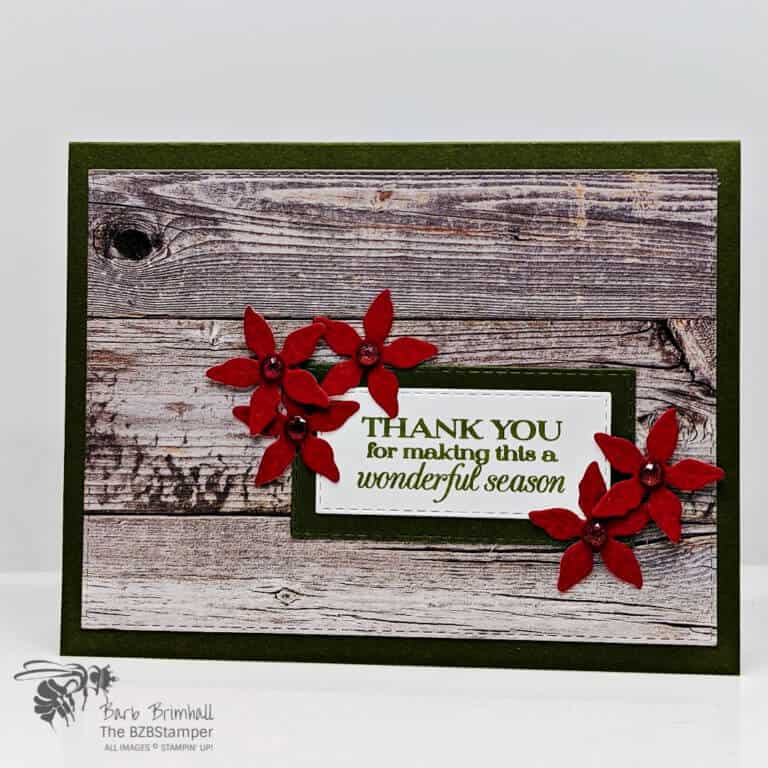 Holiday handmade Christmas Card with poinsettias