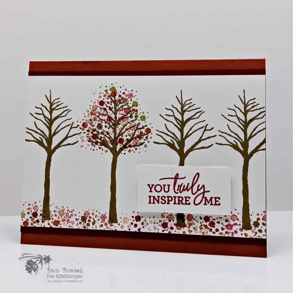 Masculine card with trees and leaves in Fall colors