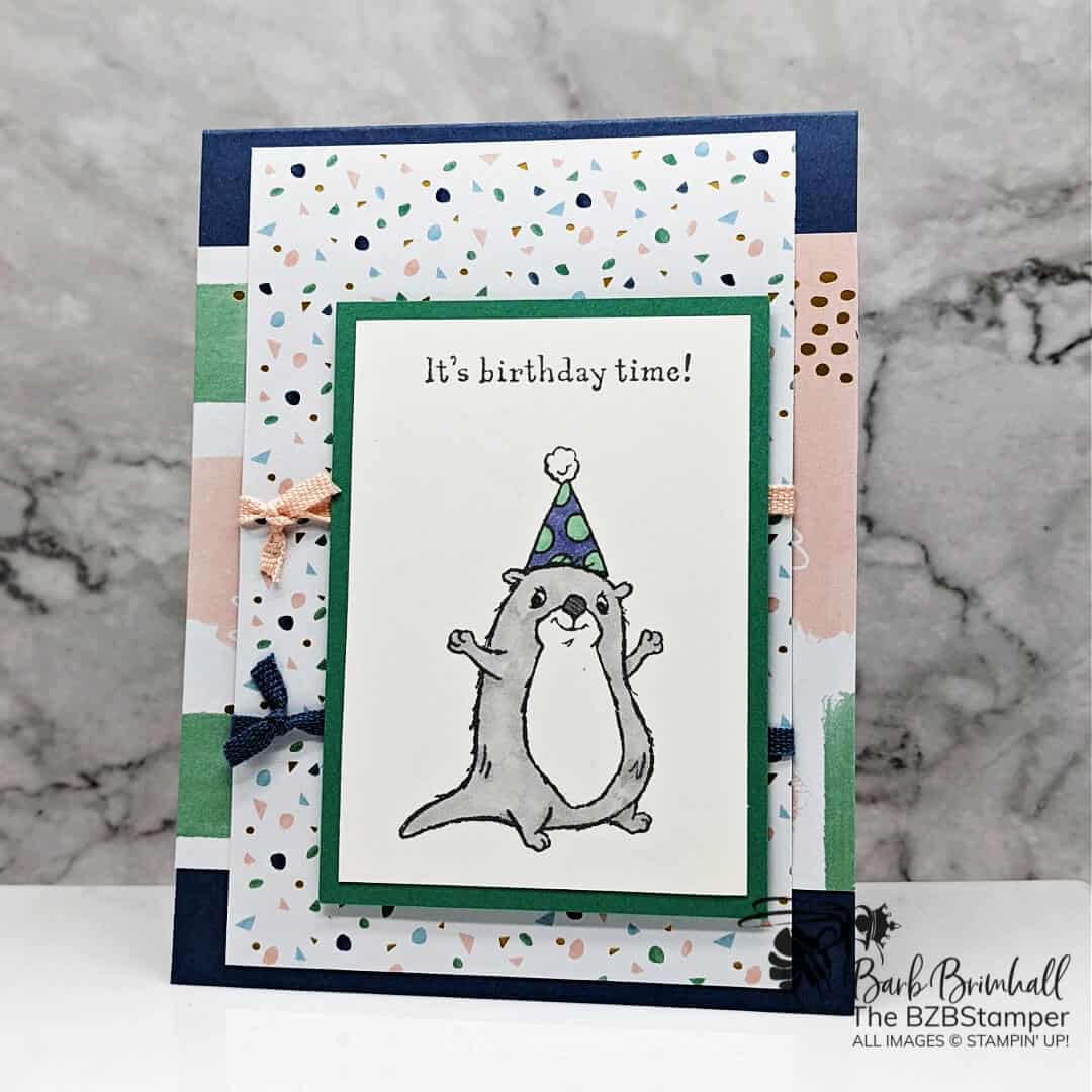 Birthday Card with an Otter using the Stampin' Up! Awesome Otters Stamp Set