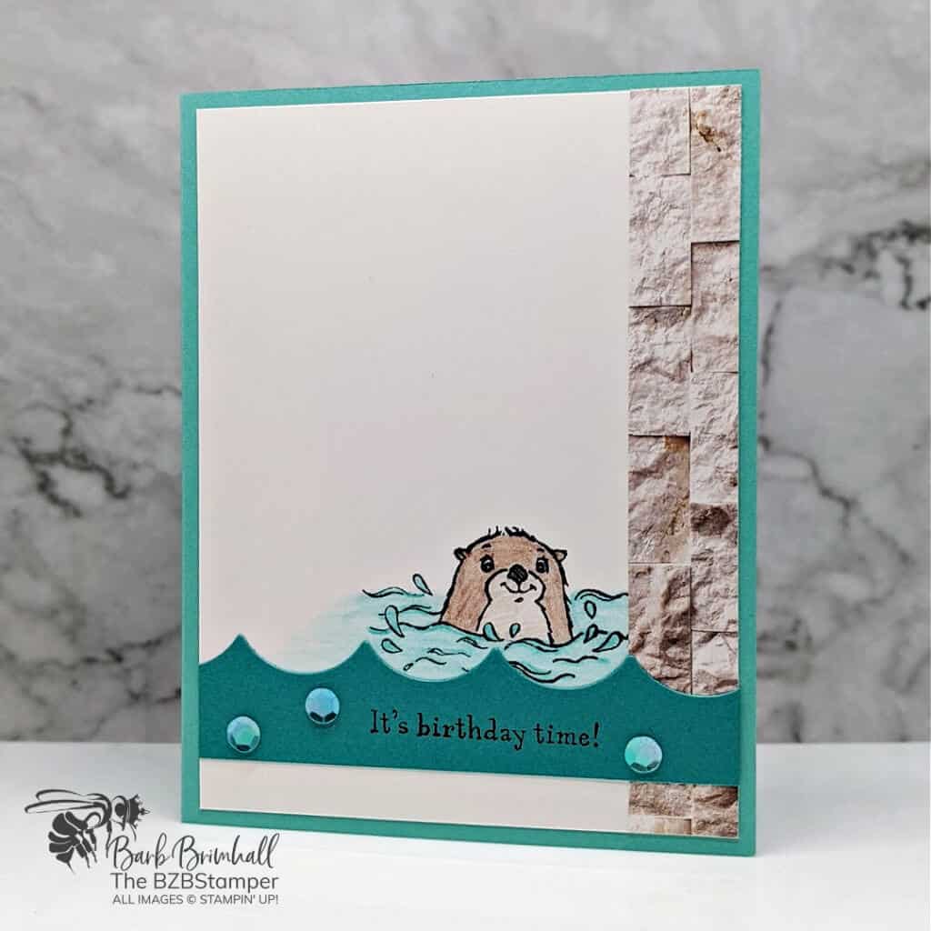Awesome Otter Happy Birthdy Card in blues