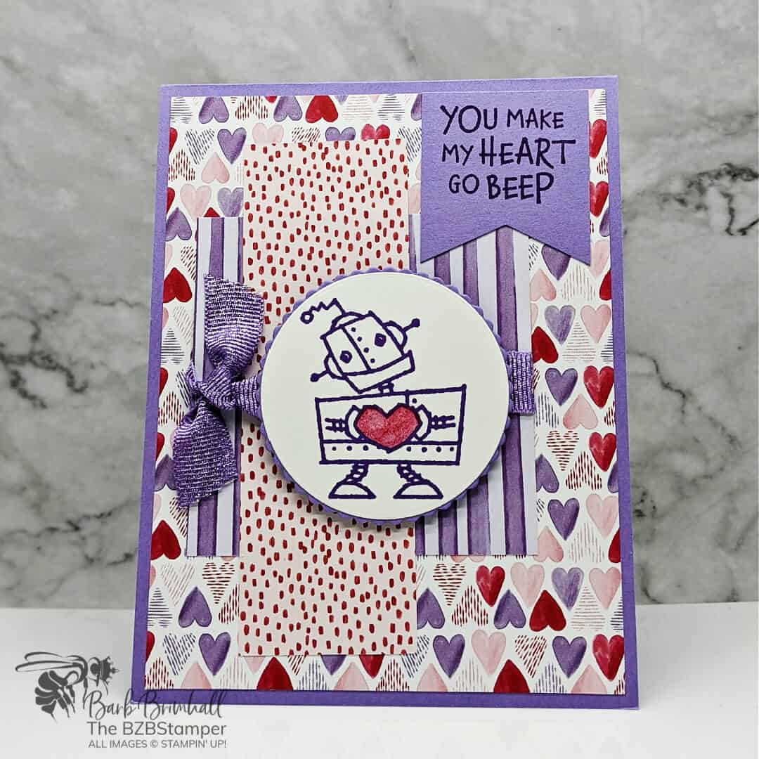 stampin up nuts and bolts in red and purple