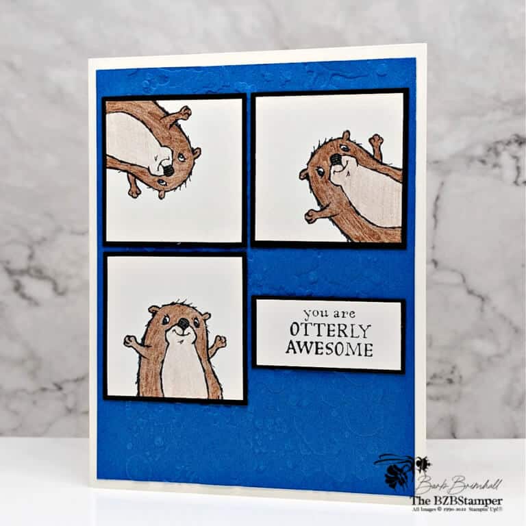 handmade card featuring the Awesome Otters Stamp Set in blue and brown