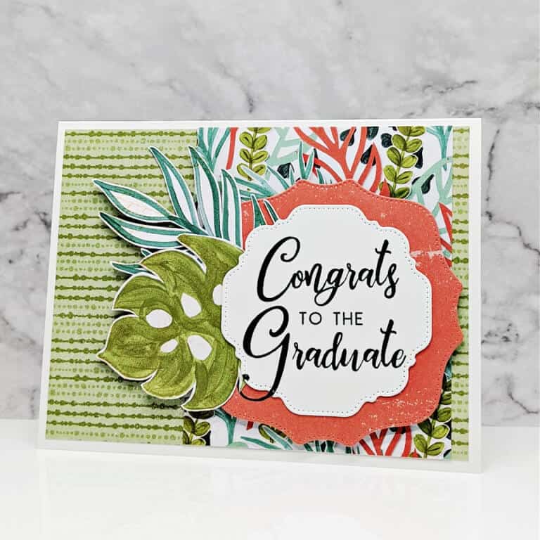 Handmade Graduation Card with a tropical vibe.