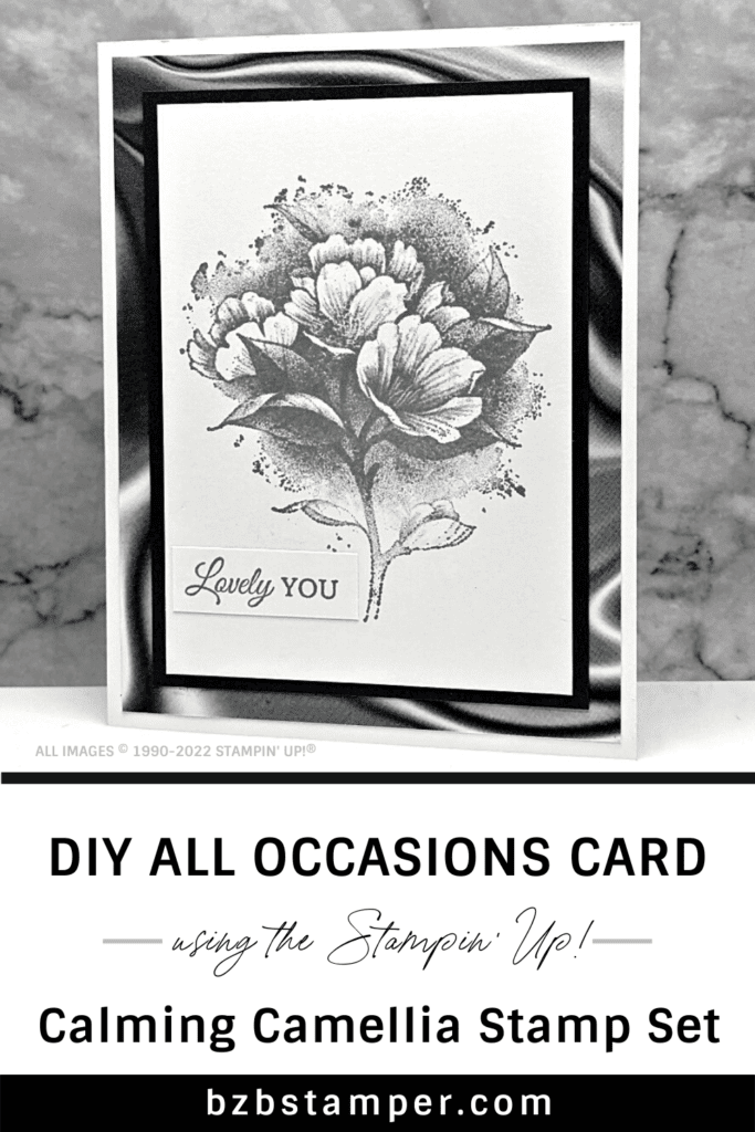 Beautiful handmade floral card in gray tones with a touch of pink