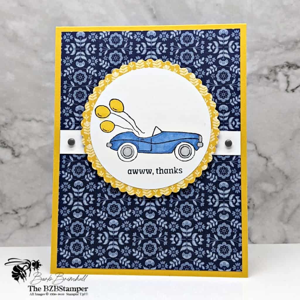 Handmade DIY Thank You Card featuring a car with balloons