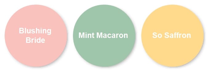 Color Combination 022022 Blushing Bride Mint Macaron So Saffron