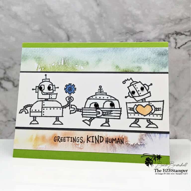 Handmade Greeting Card Featuring Robots