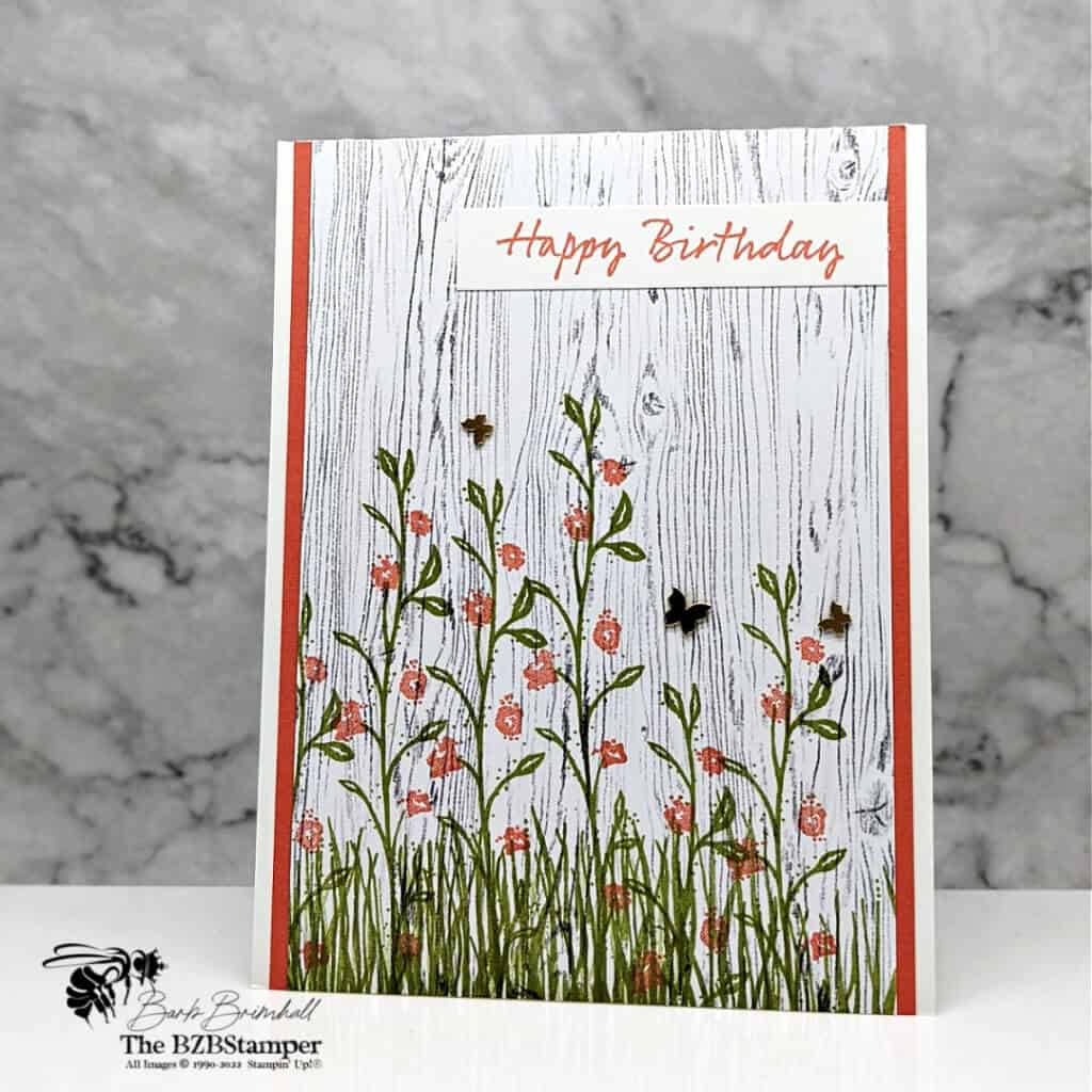 Happy Birthday Card using the Wildflower Path Stamp Set in orange and green