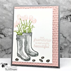 Handmade Card for your Friends in pink and gray with tulips