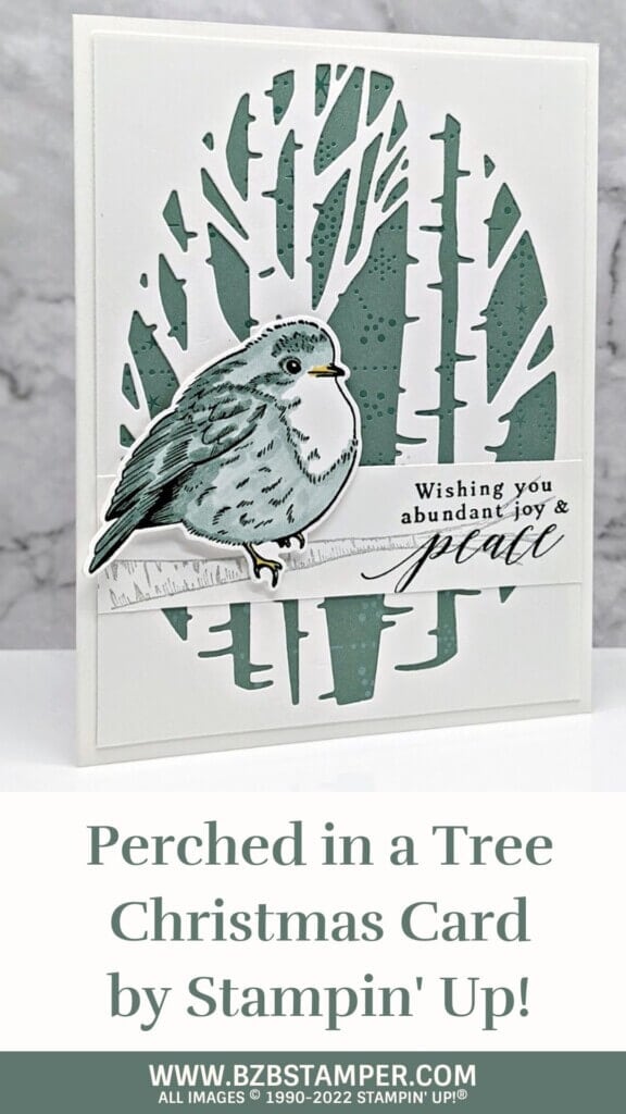 Christmas card featuring bird from Perched In A Tree stamp set by Stampin' Up!