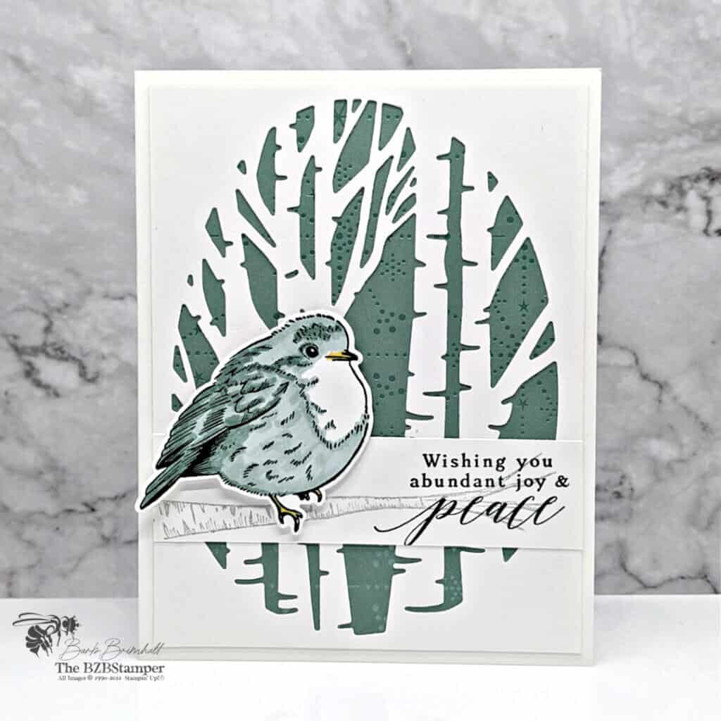 Perched In A Tree stamp set by Stampin' Up! Christmas card featuring bird from