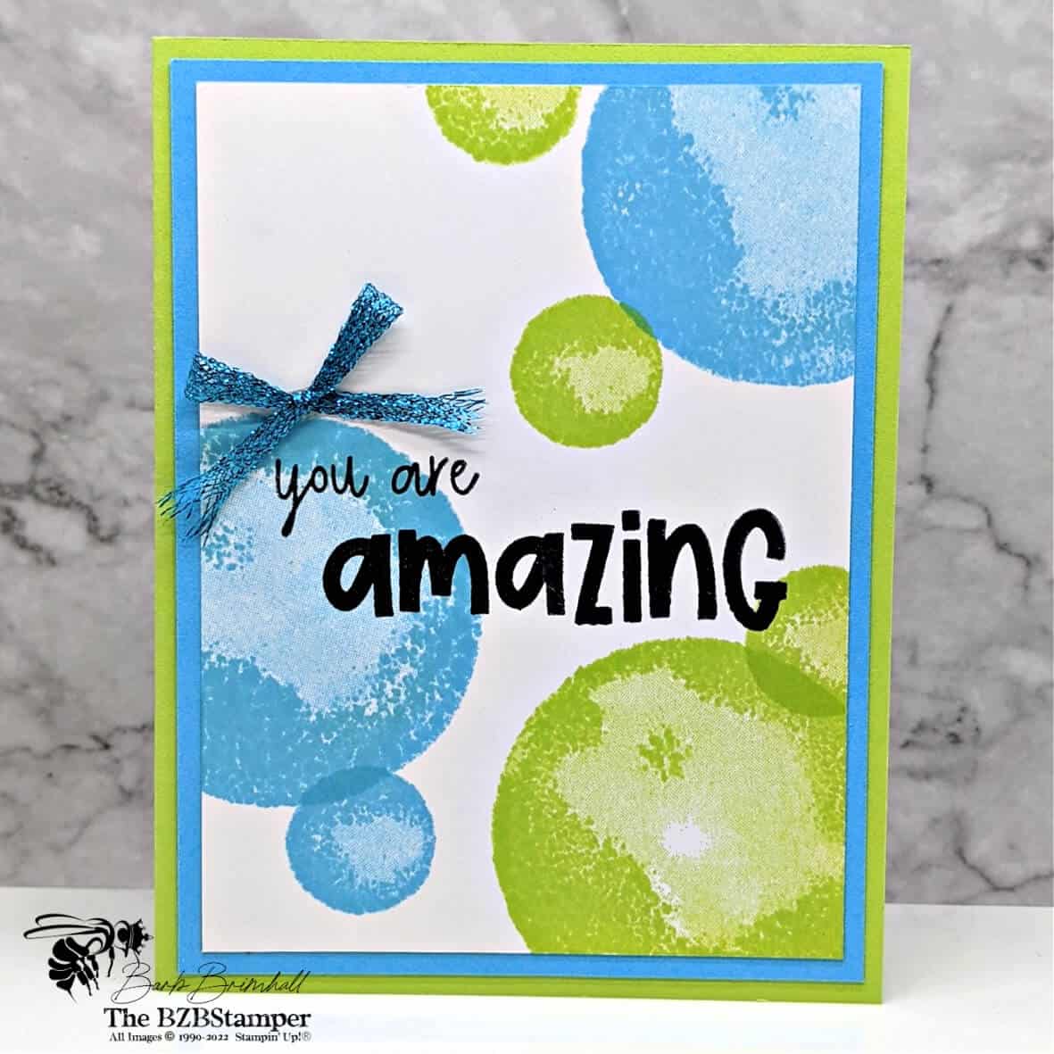 amazing phrasing stampin up stamp set in blue and green