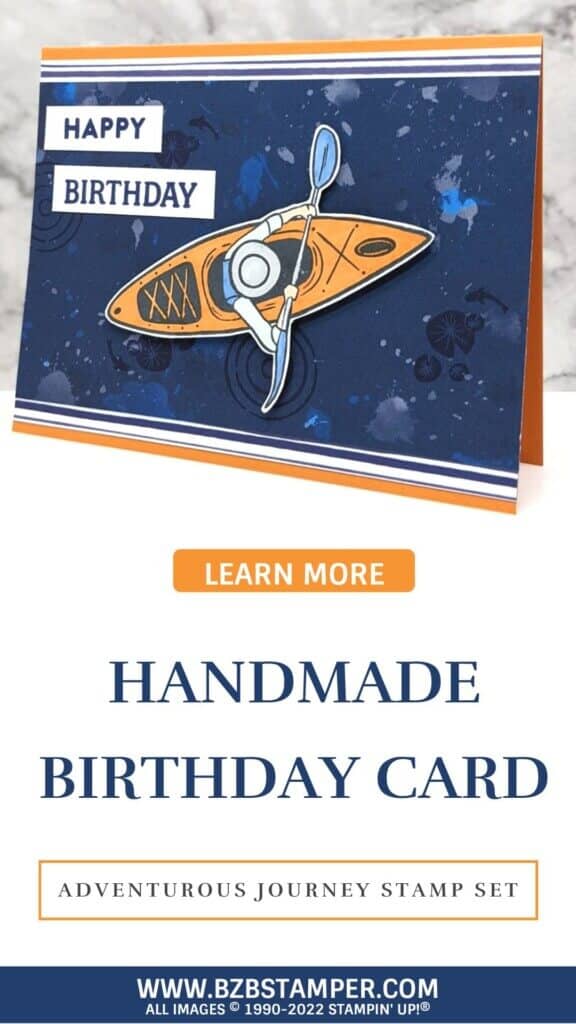 handmade happy birthday card featuring a man in a kayak