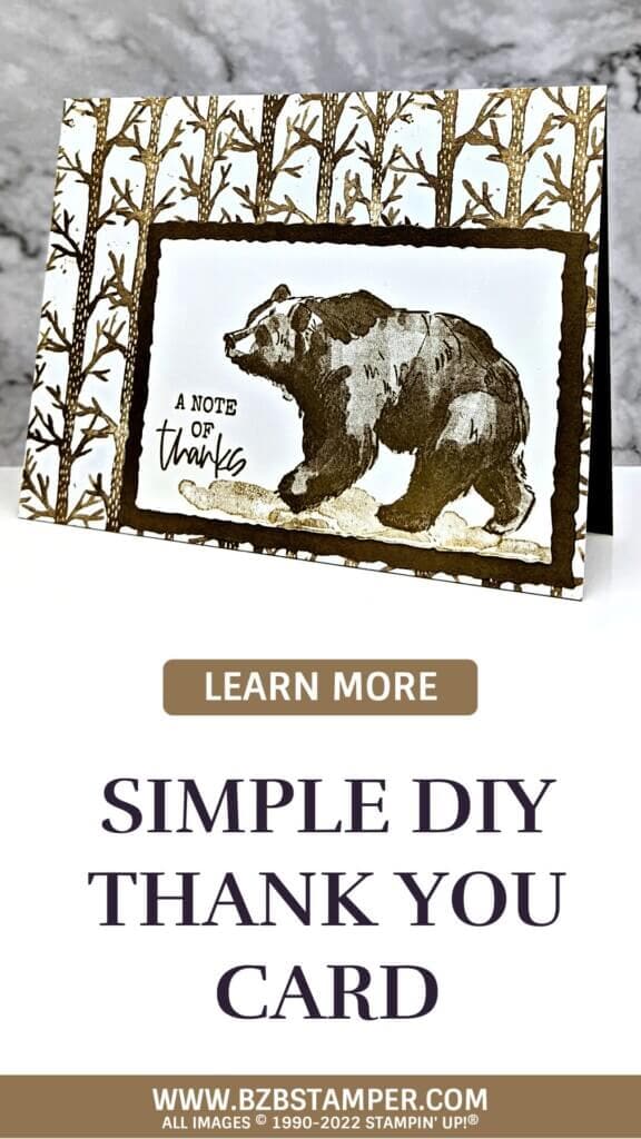 handmade thank you greeting card featuring a bear