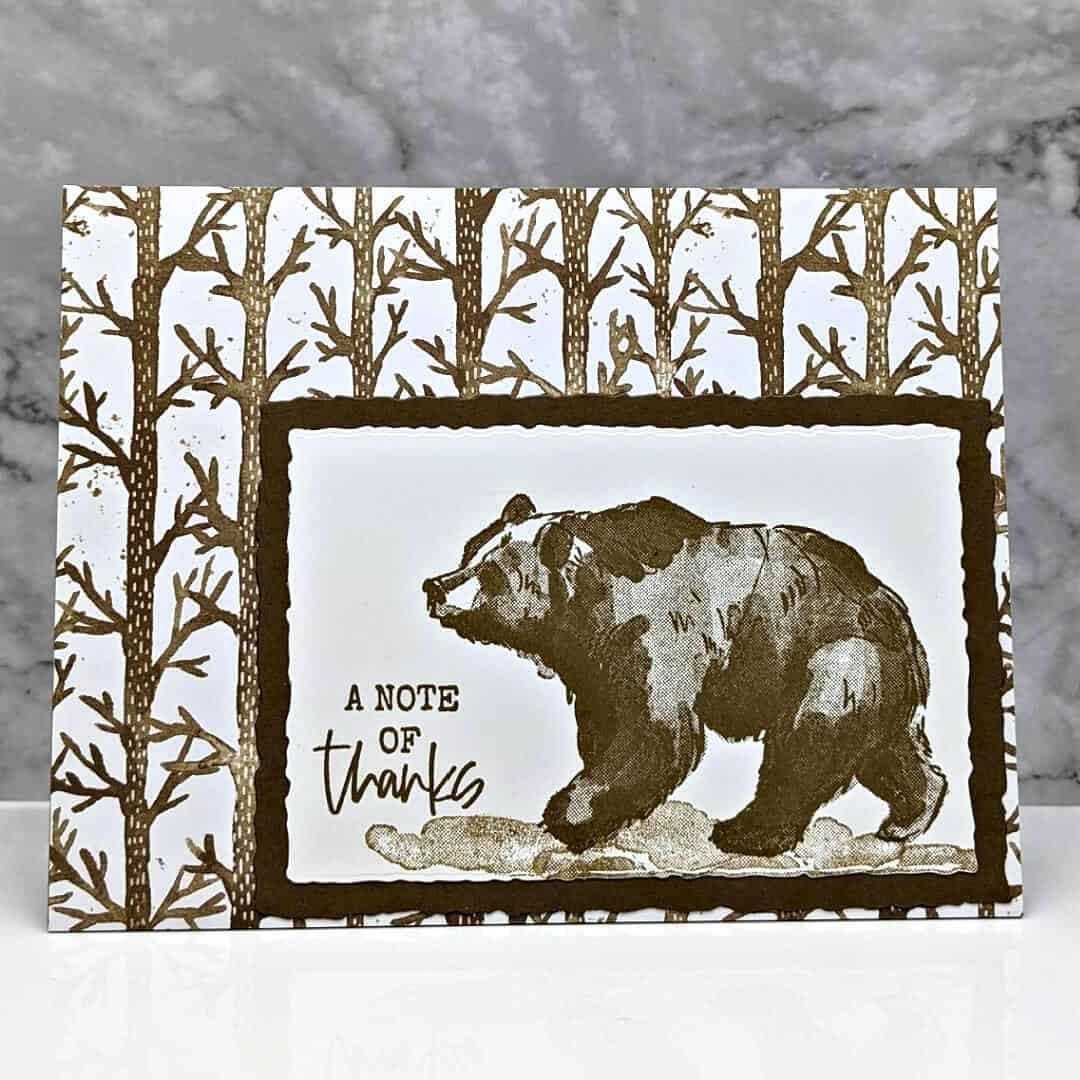 handmade thank you greeting card featuring a bear