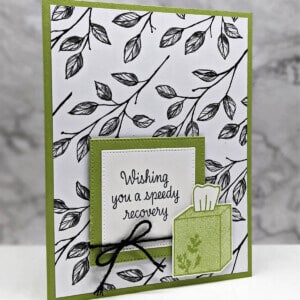 handmade get well card featuring leaves and a kleenex box