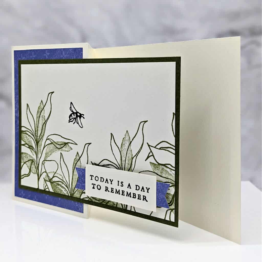 handmade greeting card floral with a bee